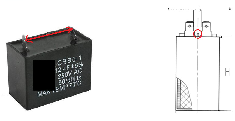 额定电压250VAC的电容，端子间空气间隙需要大于6.4mm，外貌爬电距离需大于9.5mm。